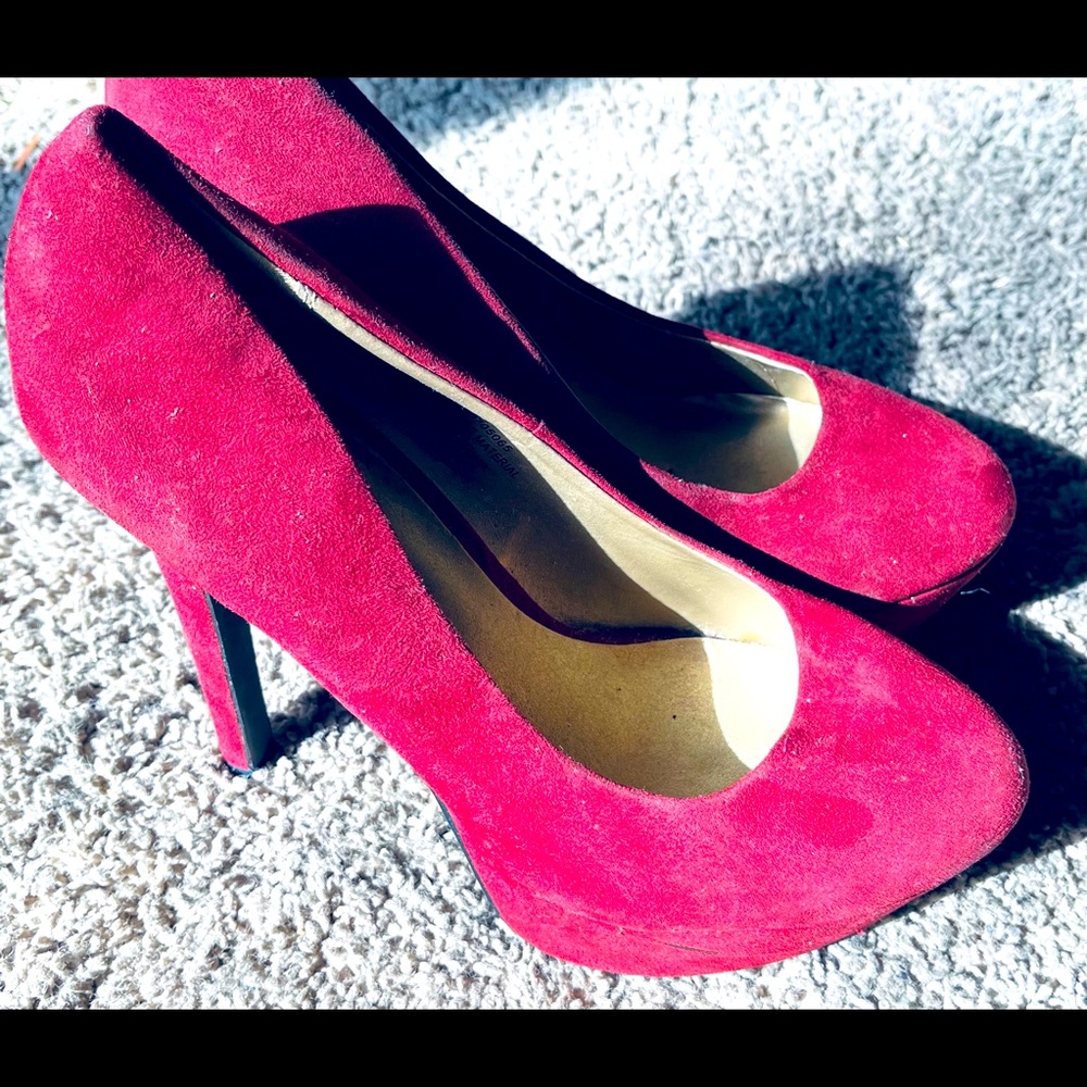 Burgundy suede heels size 8